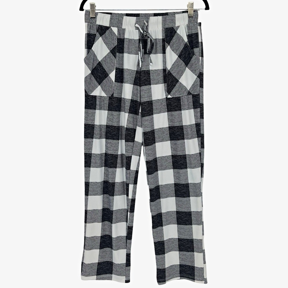 Lucky Brand Women S Black White Buffalo Plaid Lounge Pants Pajama Drawstring